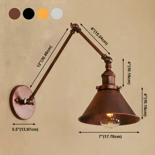 ZOWALA - Industrial Swing Arm Cone Adjustable Chrome Wall Sconce Image - 23