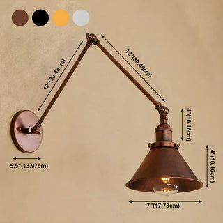 ZOWALA - Industrial Swing Arm Cone Adjustable Chrome Wall Sconce Image - 24