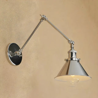 ZOWALA - Industrial Swing Arm Cone Adjustable Chrome Wall Sconce Image - 9