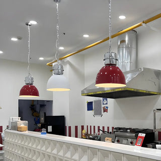 ZOWALA - Industrial Red Metal Dome Restaurant Pendant Light Image - 2