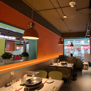 ZOWALA - Industrial Red Metal Dome Restaurant Pendant Light Image - 3