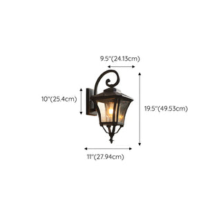 Industrial Black Metal Exterior Wall Lantern Light Zawala #size
