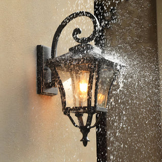 Industrial Black Metal Exterior Wall Lantern Light Zawala Image - 3