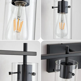 2-Light Industrial Cylinder Glass Black Vanity Lights Zawala Image - 12