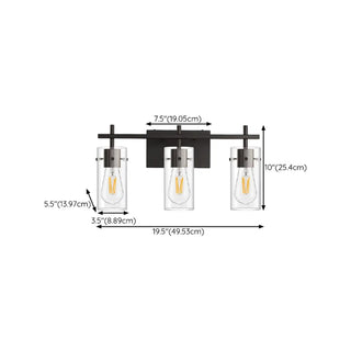 2-Light Industrial Cylinder Glass Black Vanity Lights Zawala Image - 14