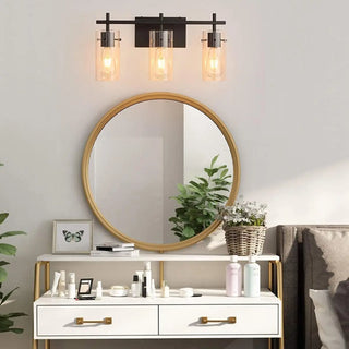 2-Light Industrial Cylinder Glass Black Vanity Lights Zawala Image - 2