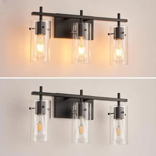 2-Light Industrial Cylinder Glass Black Vanity Lights Zawala Image - 5
