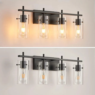 2-Light Industrial Cylinder Glass Black Vanity Lights Zawala Image - 6