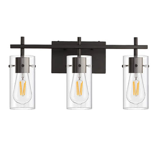 2-Light Industrial Cylinder Glass Black Vanity Lights Zawala Image - 9
