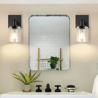ZOWALA - Industrial Clear Glass Black Cylinder Vanity Light Image - 1
