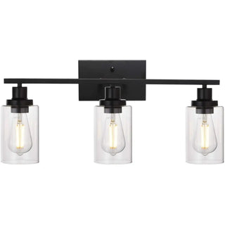 ZOWALA - Industrial Clear Glass Black Cylinder Vanity Light Image - 13