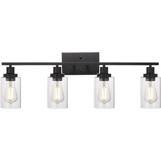 ZOWALA - Industrial Clear Glass Black Cylinder Vanity Light Image - 14