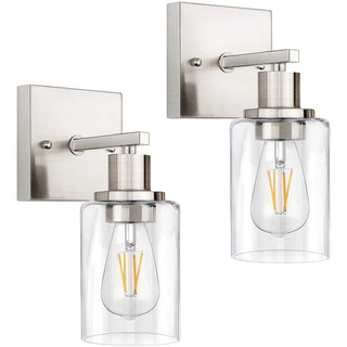 ZOWALA - Industrial Clear Glass Black Cylinder Vanity Light Image - 22