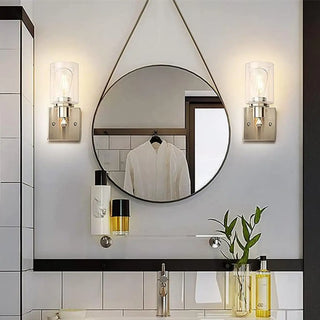 ZOWALA - Industrial Clear Glass Black Cylinder Vanity Light Image - 4