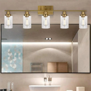 ZOWALA - Industrial Clear Glass Black Cylinder Vanity Light Image - 5