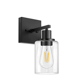 ZOWALA - Industrial Clear Glass Black Cylinder Vanity Light Image - 7