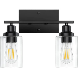 ZOWALA - Industrial Clear Glass Black Cylinder Vanity Light Image - 8