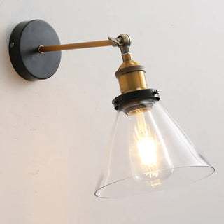 Industrial Clear Glass Shade Black Cone Wall Sconce Zawala Image - 1