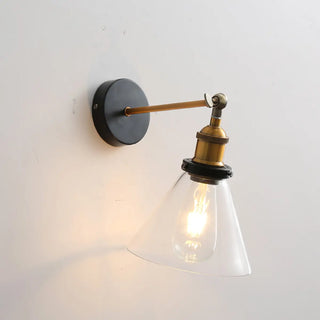 Industrial Clear Glass Shade Black Cone Wall Sconce Zawala Image - 12