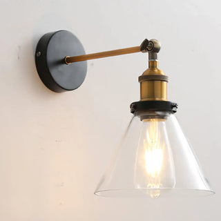 Industrial Clear Glass Shade Black Cone Wall Sconce Zawala Image - 13
