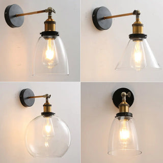 Industrial Clear Glass Shade Black Cone Wall Sconce Zawala Image - 2