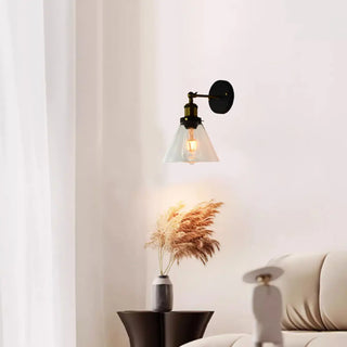 Industrial Clear Glass Shade Black Cone Wall Sconce Zawala Image - 3
