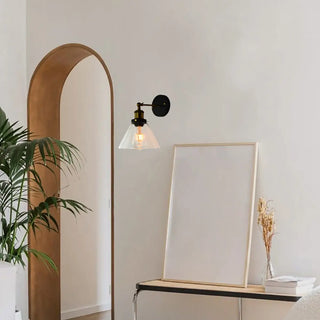Industrial Clear Glass Shade Black Cone Wall Sconce Zawala Image - 4