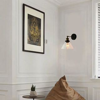 Industrial Clear Glass Shade Black Cone Wall Sconce Zawala Image - 5