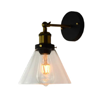 Industrial Clear Glass Shade Black Cone Wall Sconce Zawala Image - 6
