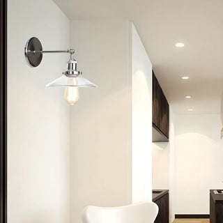 Industrial Clear Glass Shade Chrome Cone Wall Sconce Zawala Image - 1