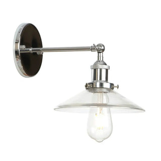 Industrial Clear Glass Shade Chrome Cone Wall Sconce Zawala Image - 13