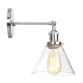 Industrial Clear Glass Shade Chrome Cone Wall Sconce Zawala Image - 14