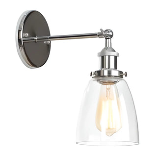 Industrial Clear Glass Shade Chrome Cone Wall Sconce Zawala Image - 16