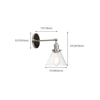 Industrial Clear Glass Shade Chrome Cone Wall Sconce Zawala Image - 25