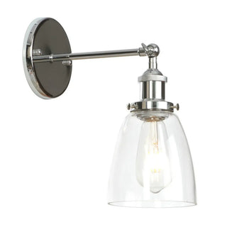 Industrial Clear Glass Shade Chrome Cone Wall Sconce Zawala Image - 4