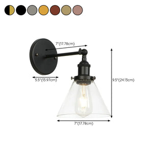 Industrial Clear Glass Cone LED Wall Sconce Light Zawala #size