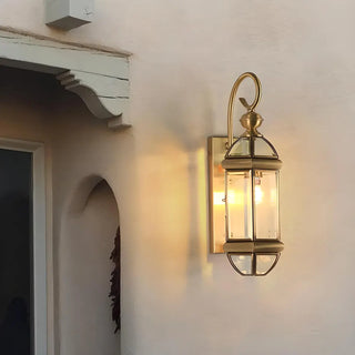 Industrial Exterial Gold Glass Lantern Wall Sconce Zawala Image - 1