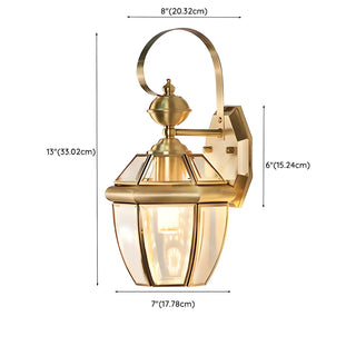 Industrial Exterial Gold Glass Lantern Wall Sconce Zawala #size