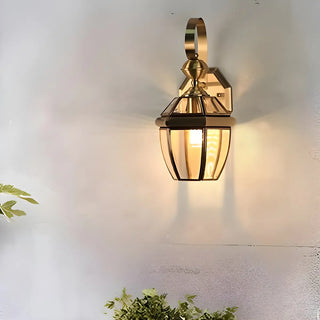 Industrial Exterial Gold Glass Lantern Wall Sconce Zawala Image - 3