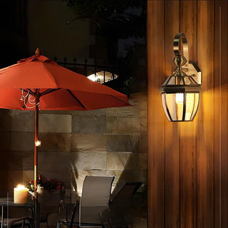 Industrial Exterial Gold Glass Lantern Wall Sconce Zawala Image - 4