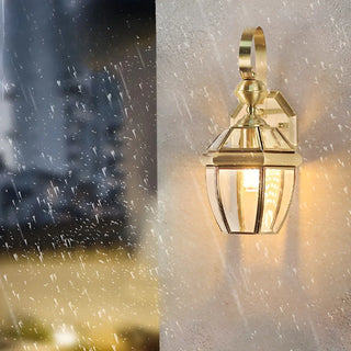 Industrial Exterial Gold Glass Lantern Wall Sconce Zawala Image - 5