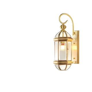 Industrial Exterial Gold Glass Lantern Wall Sconce Zawala Image - 7