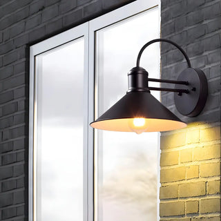 Industrial Cone Metal Outdoor Black Mini Wall Light Zawala Image - 1