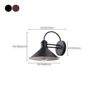 Industrial Cone Metal Outdoor Black Mini Wall Light Zawala #size