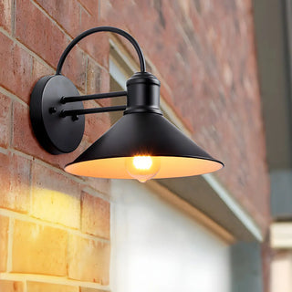 Industrial Cone Metal Outdoor Black Mini Wall Light Zawala Image - 2