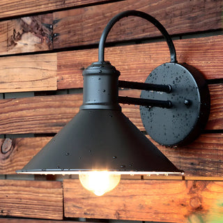 Industrial Cone Metal Outdoor Black Mini Wall Light Zawala Image - 3