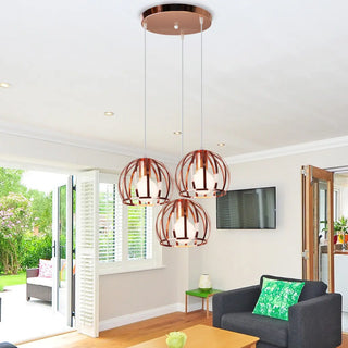 ZOWALA - Modern Living Room Copper Wire Cage Dome Pendant Light Image - 1