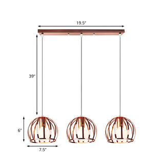 ZOWALA - Modern Living Room Copper Wire Cage Dome Pendant Light Image - 11