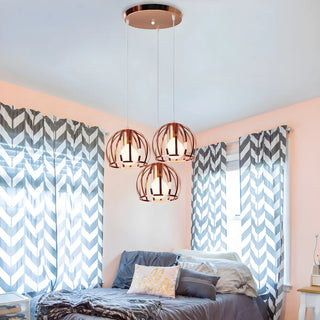 ZOWALA - Modern Living Room Copper Wire Cage Dome Pendant Light Image - 3