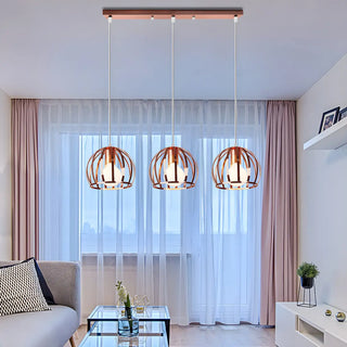 ZOWALA - Modern Living Room Copper Wire Cage Dome Pendant Light Image - 4